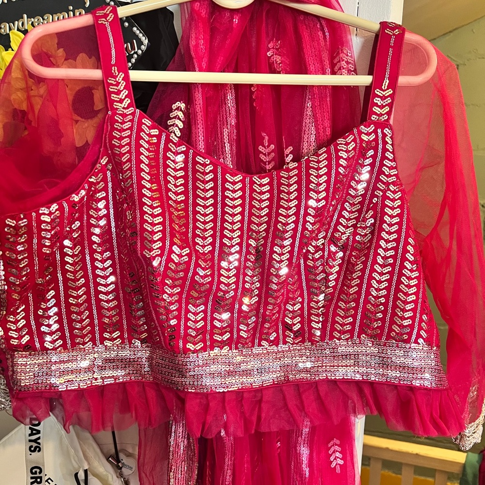 Hot Pink Sequined Lehenga